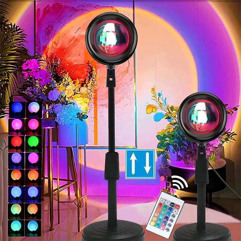 Sunset Projector Lamp Rainbow Atmosphere Night Light Sunset Light for Bedroom Room Decor Decoration Background Wall Table Lamp