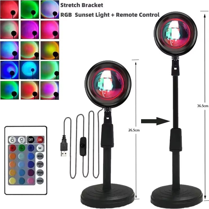 Sunset Projector Lamp Rainbow Atmosphere Night Light Sunset Light for Bedroom Room Decor Decoration Background Wall Table Lamp
