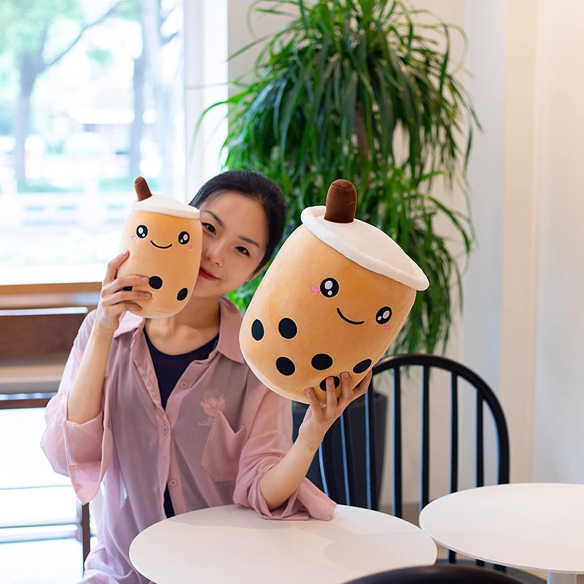 Cute Stuffed Boba Plush Bubble Tea Food Milk Cup Plushie Pillow , Soft Kawaii Hugging Plush Toys Gifts for Kids(Brown, 9.4 Inch)