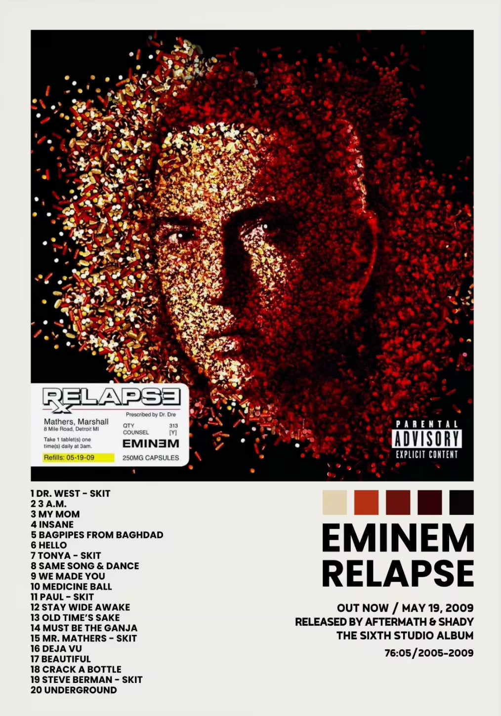Hip Hop Rap Star Drake Eminem Music Album Covers Poster Print Canvas Painting Wall Art Picture Bedroom Living Room Home Decor