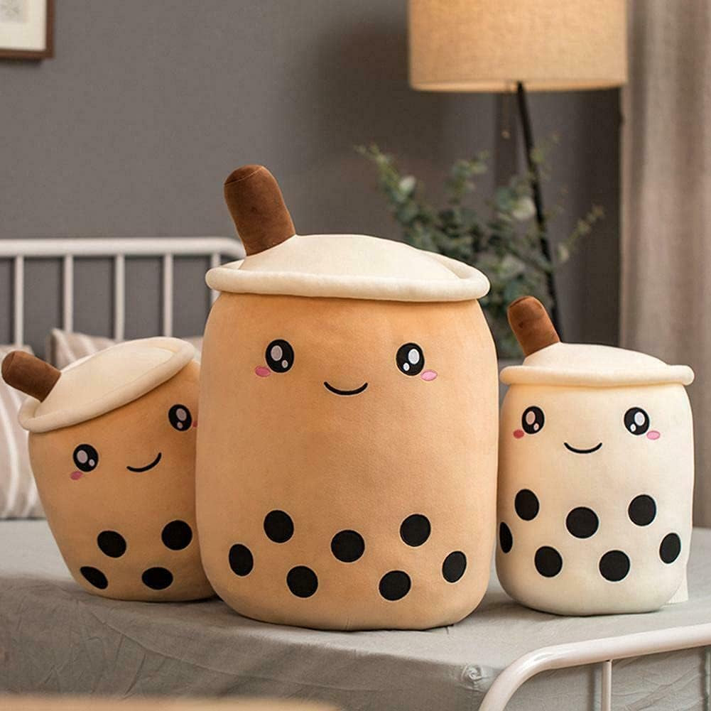 Cute Stuffed Boba Plush Bubble Tea Food Milk Cup Plushie Pillow , Soft Kawaii Hugging Plush Toys Gifts for Kids(Brown, 9.4 Inch)