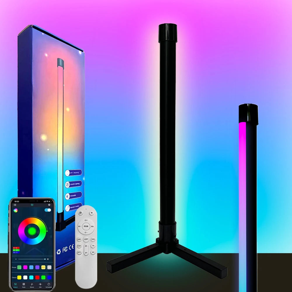 Smart Led Living Room Floor Lamp Rgb Color-Changing Floor Lamp Music Synchronization App Control Suitable for Living Room, Room, Gaming Room Easy to Install