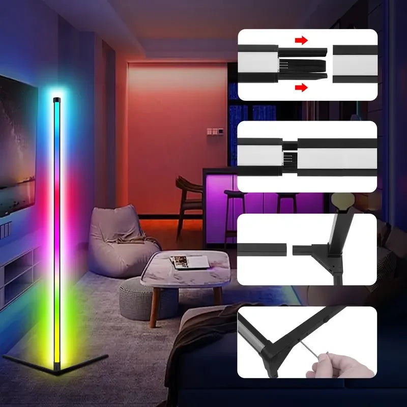 Smart Led Living Room Floor Lamp Rgb Color-Changing Floor Lamp Music Synchronization App Control Suitable for Living Room, Room, Gaming Room Easy to Install