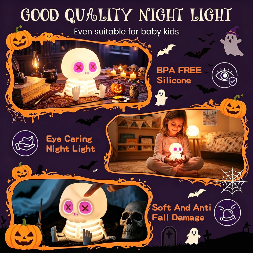 Skeleton Skull Lamp, Halloween Decor Gift, Kid Cute Night Light