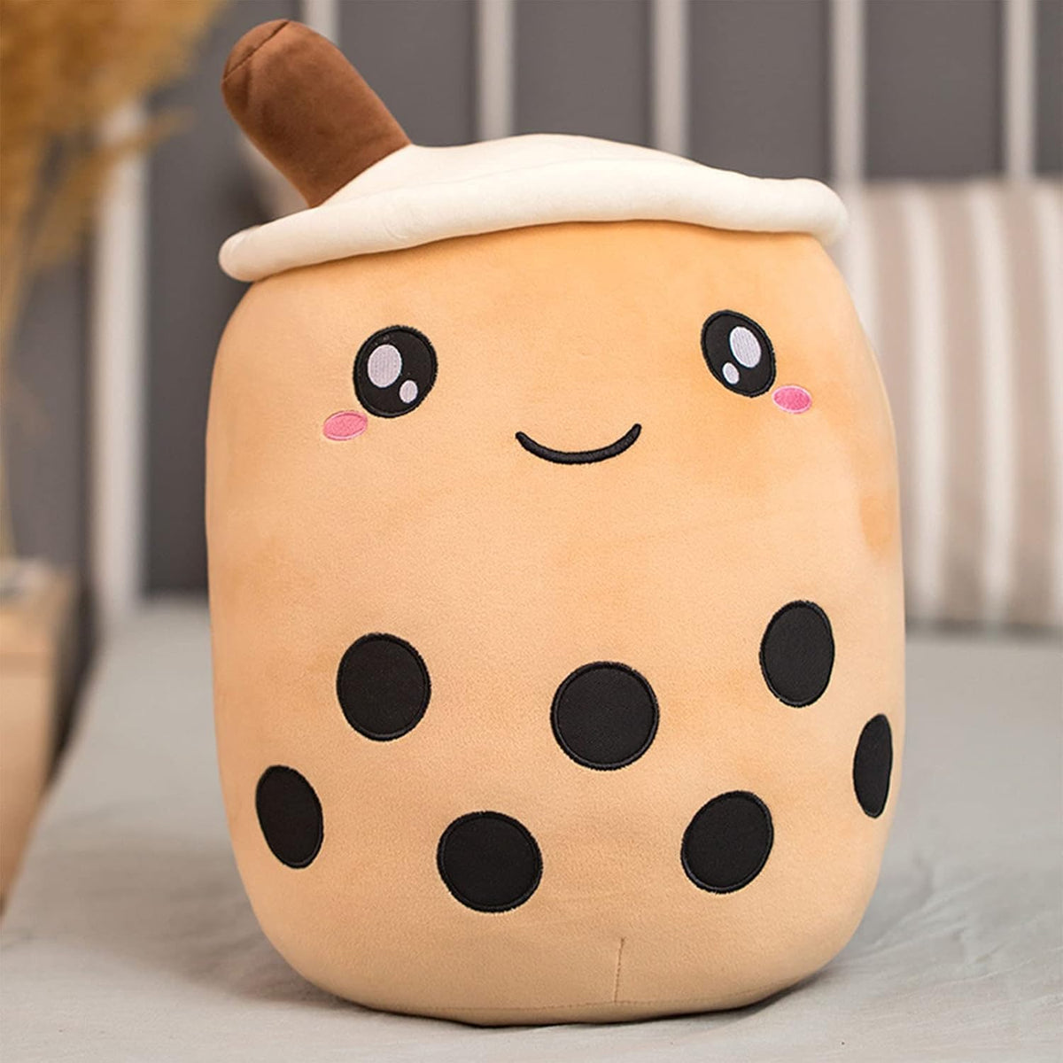 Cute Stuffed Boba Plush Bubble Tea Food Milk Cup Plushie Pillow , Soft Kawaii Hugging Plush Toys Gifts for Kids(Brown, 9.4 Inch)